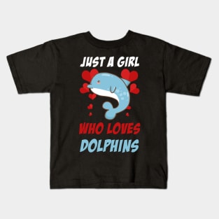 Just A Girl Who Loves Dolphins Sticker Kids T-Shirt